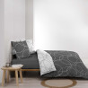 Parure de Lit Elton 240x220cm Microfibre Réversible Gris / Blanc Imprimé Géométrique Parure de Lit Elton 240x220cm Microfibre Réversible Gris / Blanc Imprimé Géométrique