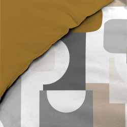 Parure de Lit Geomelo Ocre 240x220cm Polycoton 52 fils