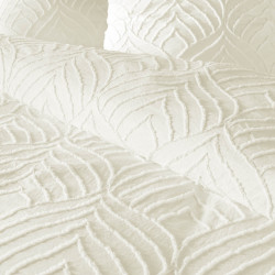Parure de Lit Heltie Ivoire 240x220cm Microfibre Unie Tuftée