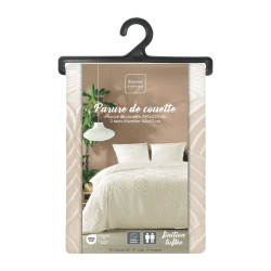 Parure de Lit Heltie Ivoire 240x220cm Microfibre Unie Tuftée