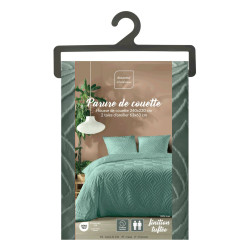 Parure de Lit Heltie Sauge 240x220cm Microfibre Unie Tuftée