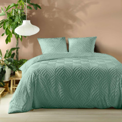 Parure de Lit Heltie Sauge 240x220cm Microfibre Unie Tuftée