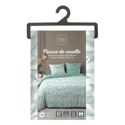 Parure de Lit Malia Sauge 240x220cm Coton Imprimé 57 fils