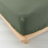Drap Housse Angelia Kaki 140x190cm Double Gaze Coton Uni 57 Fils