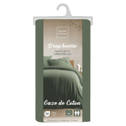 DRAP HOUSSE ANGELIA KAKI 140x190CM GAZE