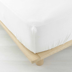 DRAP HOUSSE ANGELIA BLANC 160x200CM GAZE