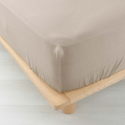DRAP HOUSSE ANGELIA SABLE 160x200CM GAZE