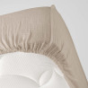 Drap Housse Angelia Sable 160x200cm Double Gaze Coton Uni 57 Fils Drap Housse Angelia Sable 160x200cm Double Gaze Coton Uni 57 Fils
