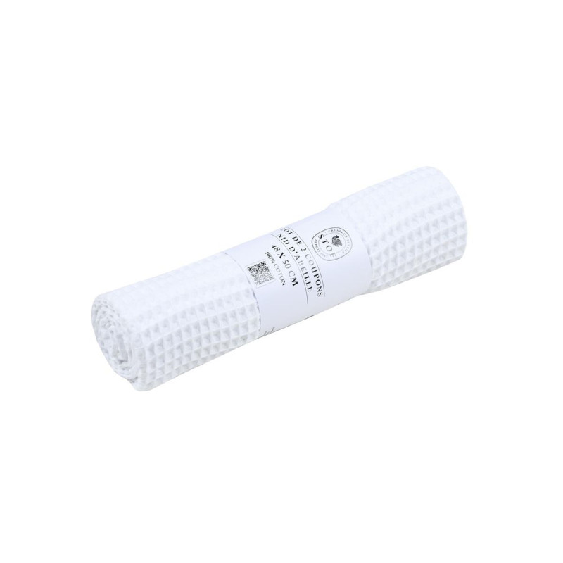 LOT DE 2 COUPONS SPA BLANC 48X50CM NID D