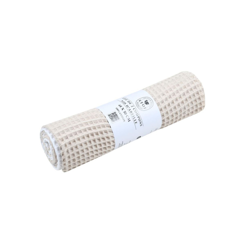 Lot de 2 Coupons Spa Ficelle 48x50cm Nid d'Abeille 100% Coton Lot de 2 Coupons Spa Ficelle 48x50cm Nid d'Abeille 100% Coton