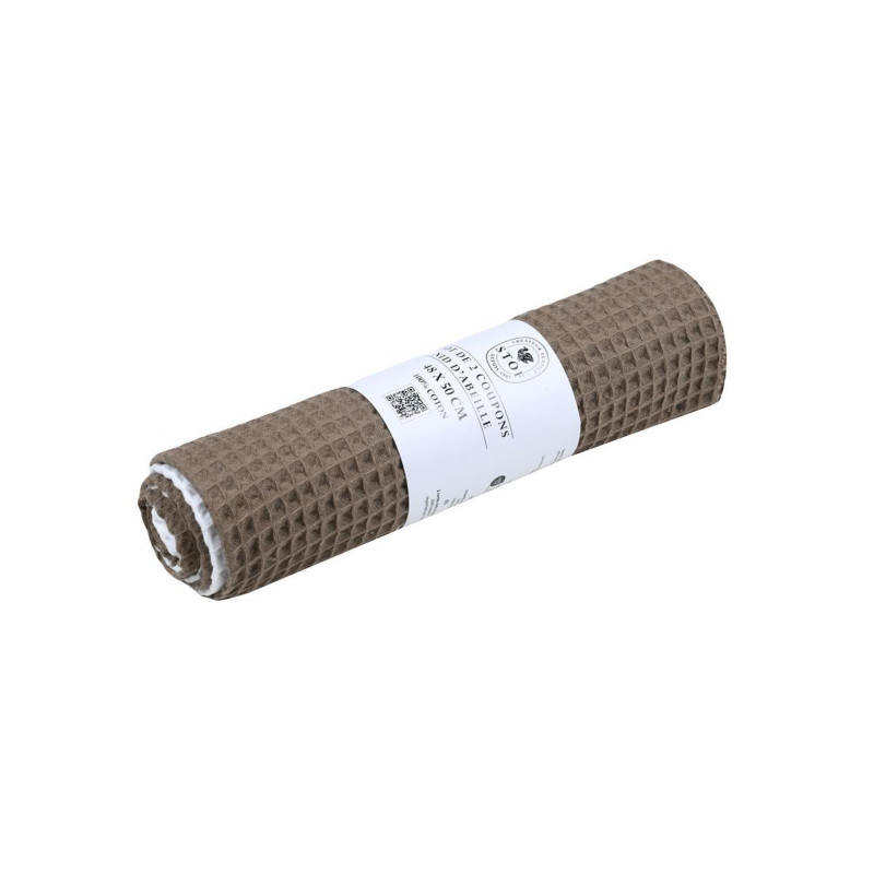 Lot de 2 Coupons Spa Taupe 48x50cm Nid d'Abeille 100% Coton Lot de 2 Coupons Spa Taupe 48x50cm Nid d'Abeille 100% Coton