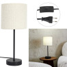 Lampe Métal Abat-Jour Bouclette Naturel & Noir 38cm Lampe Métal Abat-Jour Bouclette Naturel & Noir 38cm