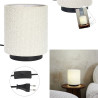 Lampe de Table Cylindrique Abat-Jour Bouclette Naturel & Noir 20cm