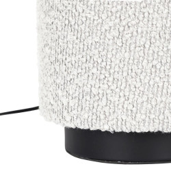 Lampe de Table Cylindrique Abat-Jour Bouclette Naturel & Noir 20cm
