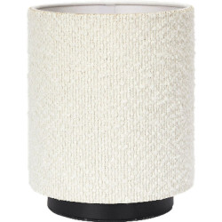 Lampe de Table Cylindrique Abat-Jour Bouclette Naturel & Noir 20cm