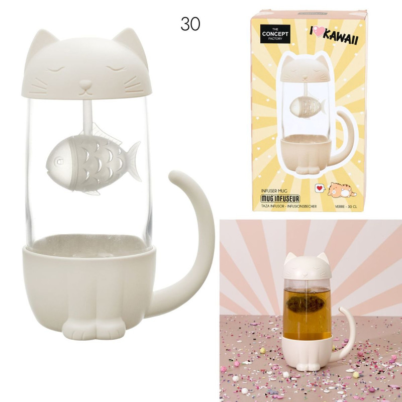 MUG INFUSEUR POISSON CHAT 30CL KAWAII