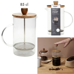 CAFETIERE A PISTON VERRE ACACIA 85CL