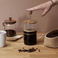 CAFETIERE A PISTON VERRE ACACIA 85CL