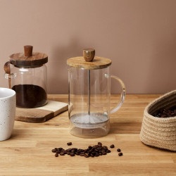 CAFETIERE A PISTON VERRE ACACIA 85CL
