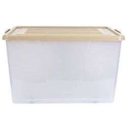 Boîte de Rangement Plastique 95L avec Roulettes et Poignées