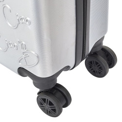 Valise Cabine Embossée Gris Bleu 29L - Coque Rigide ABS, Verrouillage Intégré