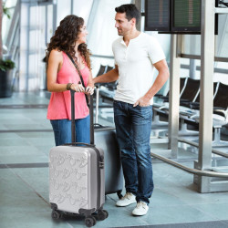 VALISE CABINE EMBOSSEES GRIS BLEU 29L