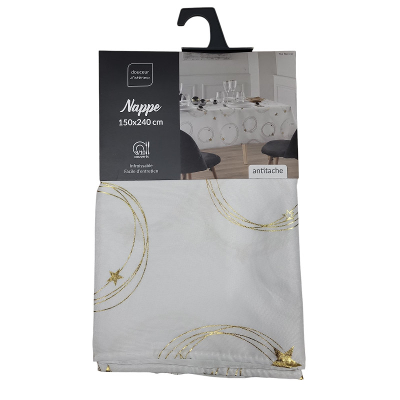 NAPPE STAR BLANC/OR 150x240CM