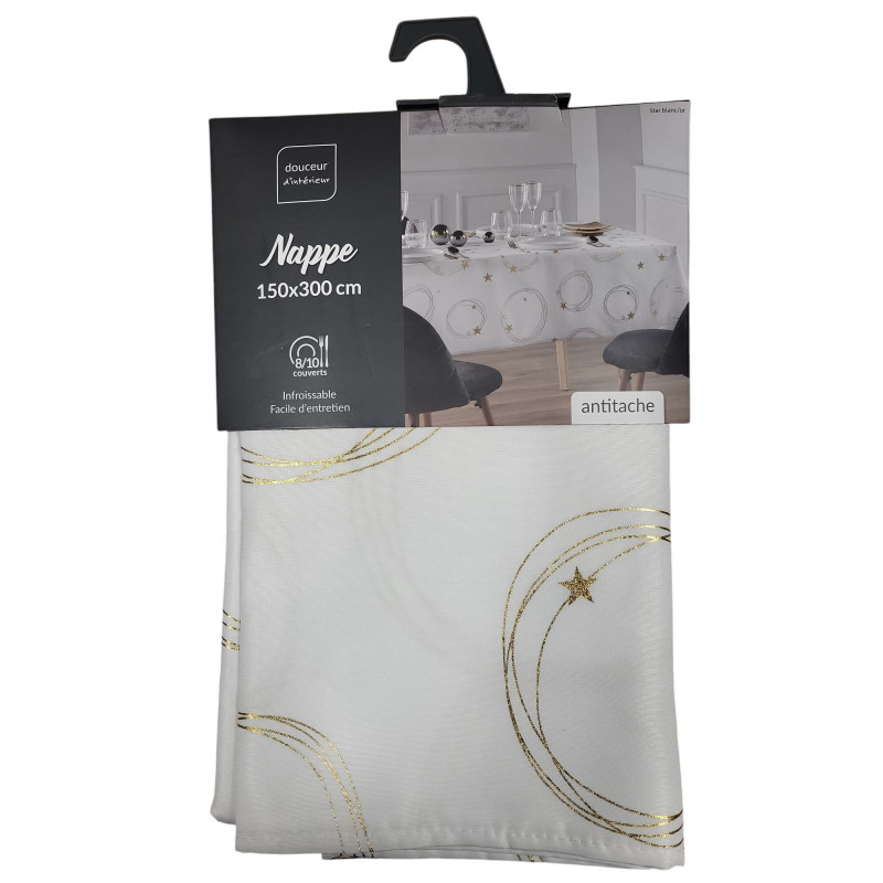 NAPPE STAR BLANC/OR 150x300CM