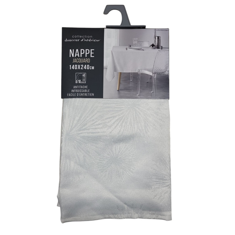 NAPPE ARTIFICE BLANC ET ARGENT 140x240CM