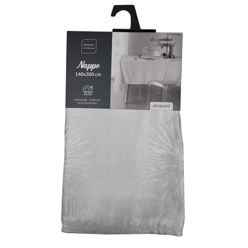 NAPPE ARTIFICE BLANC ET ARGENT 140x300CM