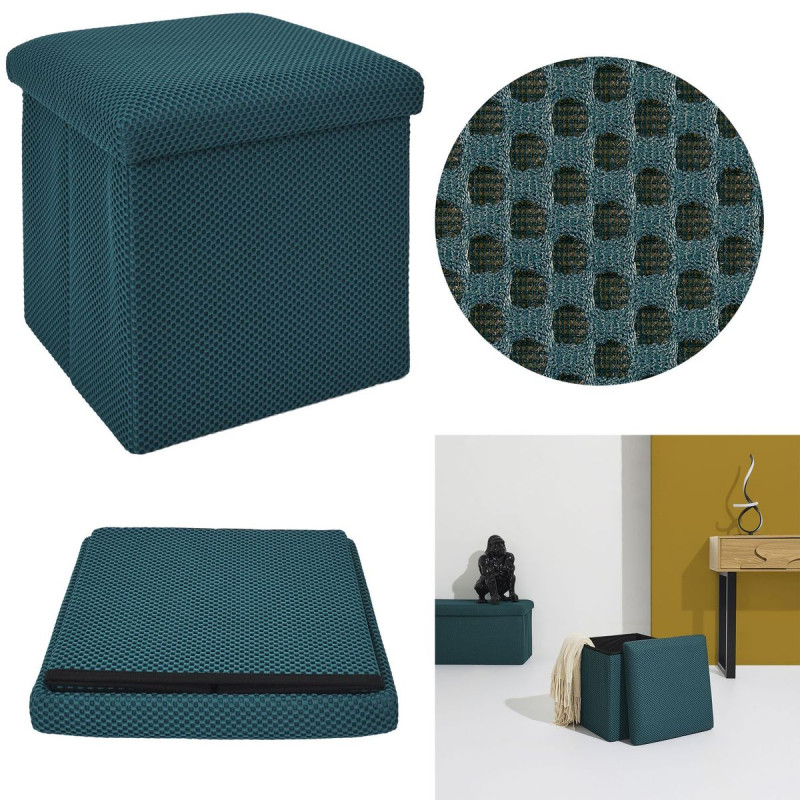 COFFRE POUF PLIABLE ATOME BLEU COFFRE POUF PLIABLE ATOME BLEU