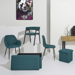 COFFRE POUF PLIABLE ATOME BLEU