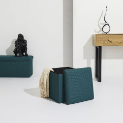 COFFRE POUF PLIABLE ATOME BLEU