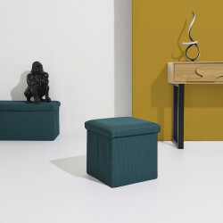 COFFRE POUF PLIABLE ATOME BLEU