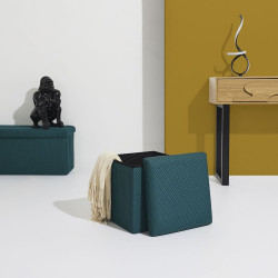 COFFRE POUF PLIABLE ATOME BLEU