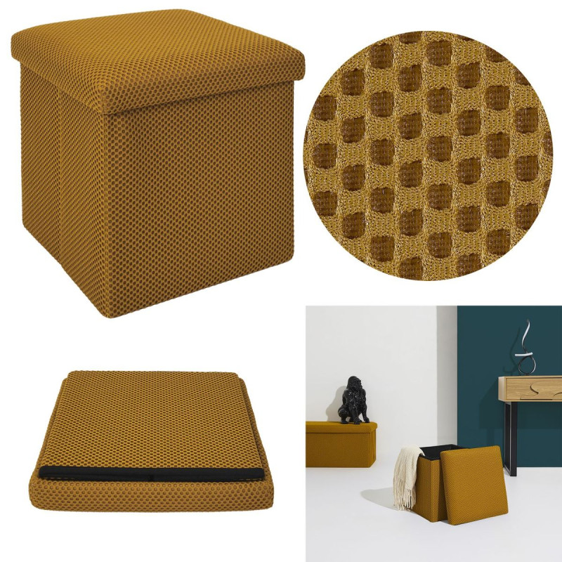 COFFRE POUF PLIABLE ATOME JAUNE COFFRE POUF PLIABLE ATOME JAUNE