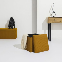 COFFRE POUF PLIABLE ATOME JAUNE