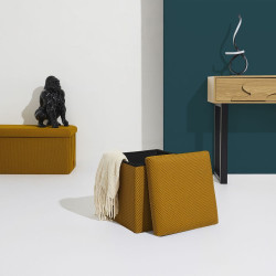 COFFRE POUF PLIABLE ATOME JAUNE