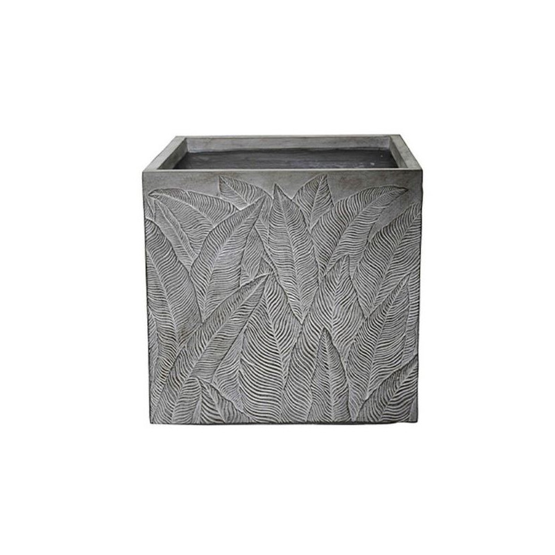 Pot Carré Décoratif "FEUILLAGE" 44x44x43cm Pot Carré Décoratif "FEUILLAGE" 44x44x43cm