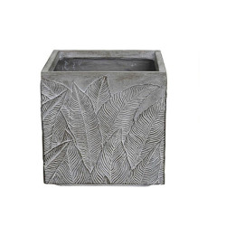 POT CARRÉ "FEUILLAGE" S 30.5X30.5 H29CM