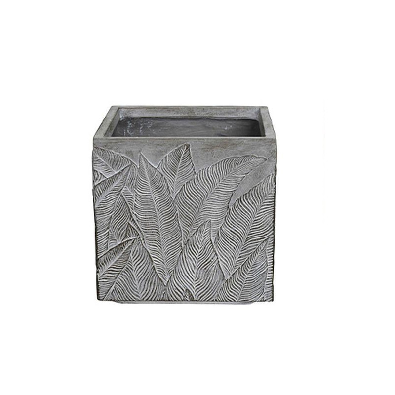 POT CARRÉ "FEUILLAGE" S 30.5X30.5 H29CM