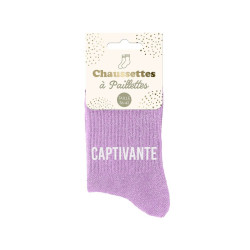 Chaussettes Paillettes Captivante - Lavande et Pailletées, Taille 36-42