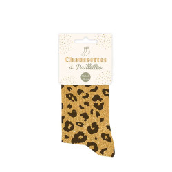 CHAUSSETTES COURTES PAILLETTES JAUNE LEO