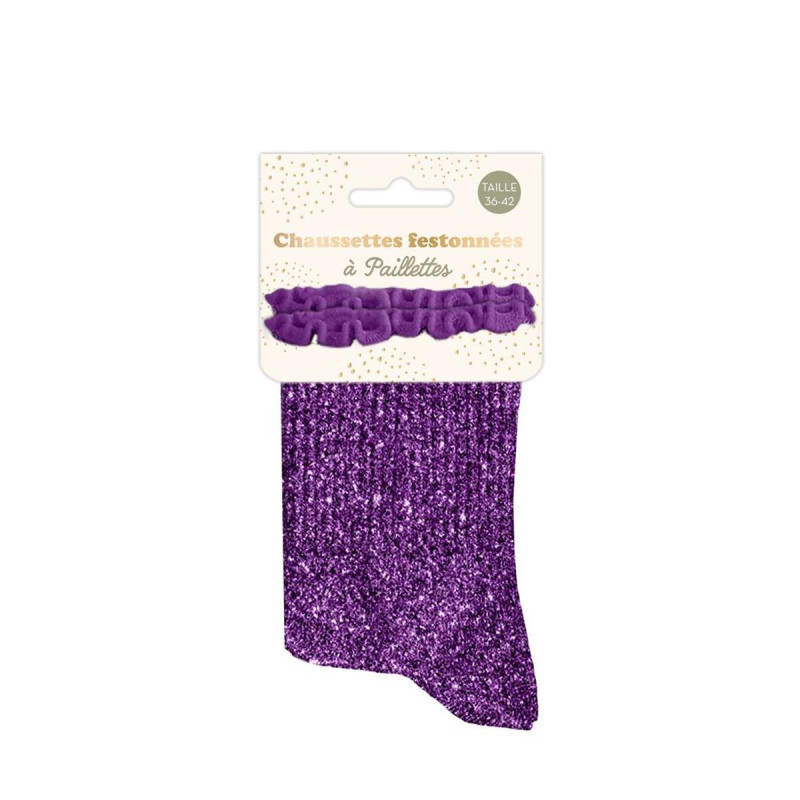 CHAUSSETTES COURTES PAILLETTES VIOLET FE