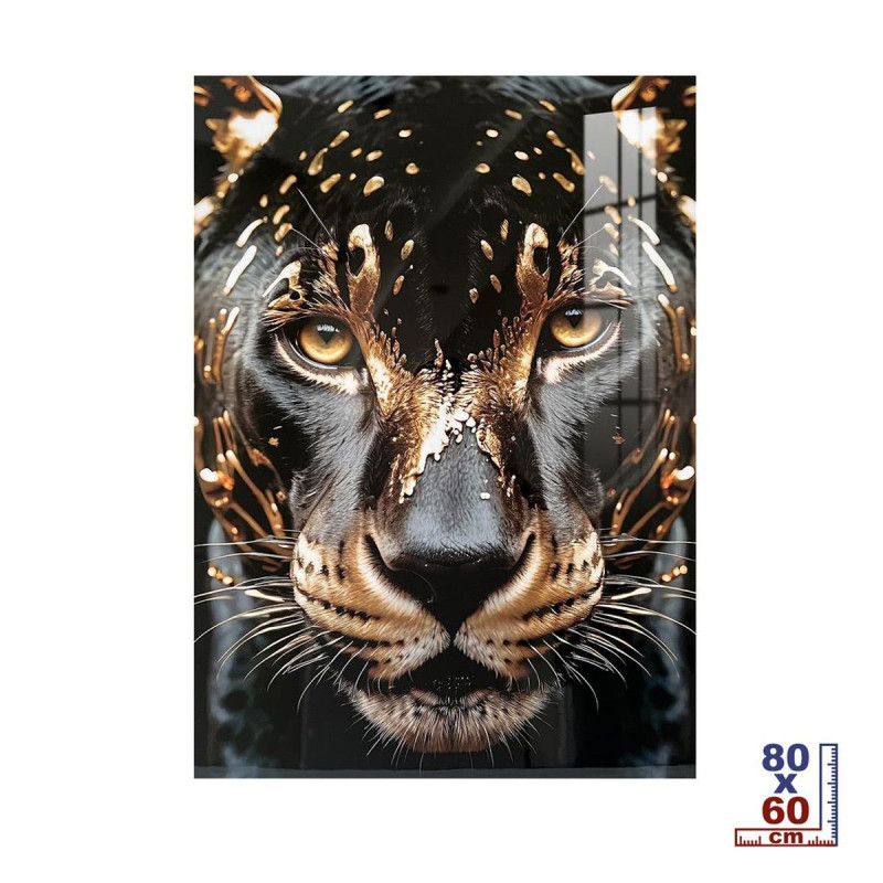 TOILE EFFET LAQUEE PANTHERE NOIRE 60x80c TOILE EFFET LAQUEE PANTHERE NOIRE 60x80c