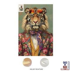 TOILE PAILLET TIGRE GENTLEMAN 90x60cm