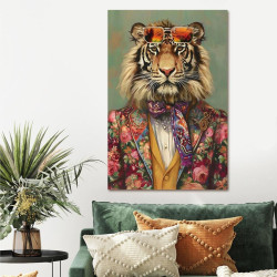 TOILE PAILLET TIGRE GENTLEMAN 90x60cm