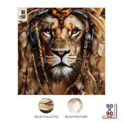 TOILE PAILLET LION CASQUE 90x60cm