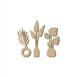 CADRE VASES TROPICAUX DECO BOIS 40X40CM
