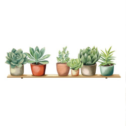 STICKER POTS PLANTES AQUARELLE 20X70